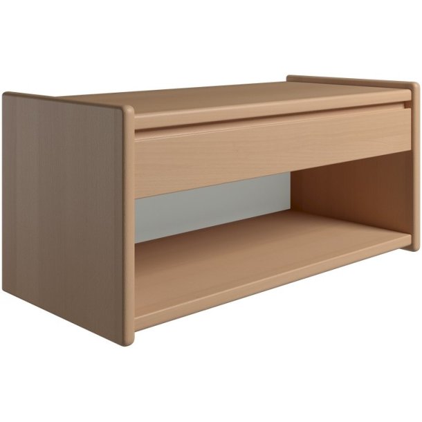 Krone sengebord i bgefiner 80 cm bred med 1 skuffe og 1 rum  - Dansk produceret.