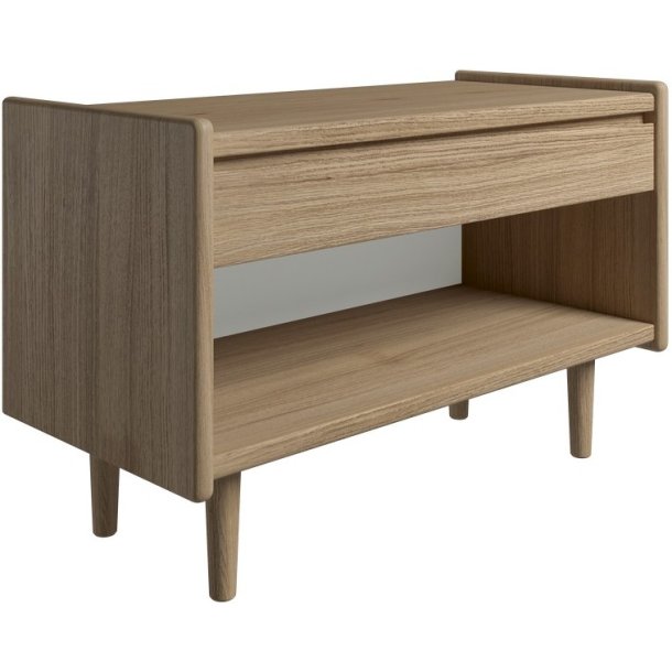 Krone sengebord i olieret egefiner 80 cm bred  med 1 skuffe og 1 rum  - Dansk produceret.