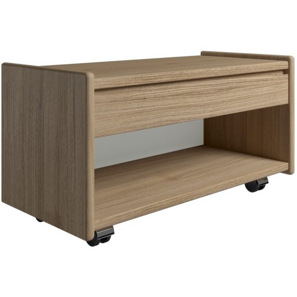 Krone sengebord i olieret egefiner 80 cm bred  med 1 skuffe og 1 rum  - Dansk produceret.