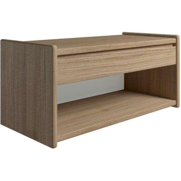 Krone sengebord i olieret egefiner 80 cm bred  med 1 skuffe og 1 rum  - Dansk produceret.