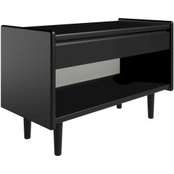 Krone sengebord sort lakeret 80 cm bred  med 1 skuffe og 1 rum  - Dansk produceret.