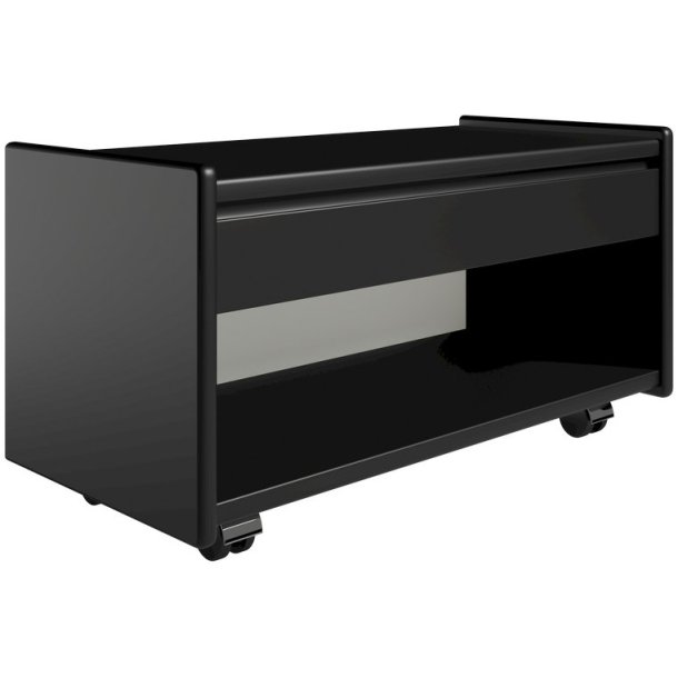 Krone sengebord sort lakeret 80 cm bred  med 1 skuffe og 1 rum  - Dansk produceret.