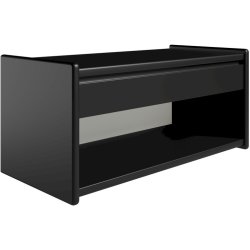 Krone sengebord sort lakeret 80 cm bred  med 1 skuffe og 1 rum  - Dansk produceret.