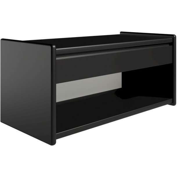 Krone sengebord sort lakeret 80 cm bred  med 1 skuffe og 1 rum  - Dansk produceret.