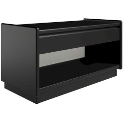 Krone sengebord sort lakeret 80 cm bred  med 1 skuffe og 1 rum  - Dansk produceret.