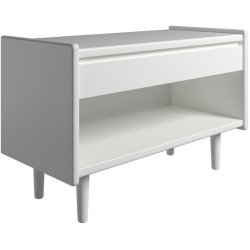 Krone sengebord hvid lakeret 80 cm bred  med 1 skuffe og 1 rum  - Dansk produceret.