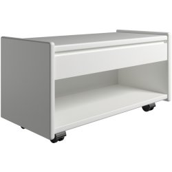 Krone sengebord hvid lakeret 80 cm bred  med 1 skuffe og 1 rum  - Dansk produceret.