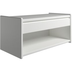 Krone sengebord hvid lakeret 80 cm bred  med 1 skuffe og 1 rum  - Dansk produceret.