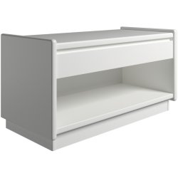 Krone sengebord hvid lakeret 80 cm bred  med 1 skuffe og 1 rum  - Dansk produceret.