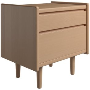 Krone sengebord 50 cm bred i bgefiner med 2 skuffer  - Dansk produceret.