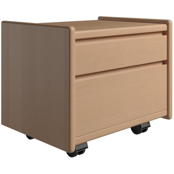 Krone sengebord 50 cm bred i bgefiner med 2 skuffer  - Dansk produceret.