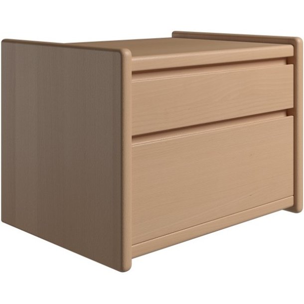 Krone sengebord 50 cm bred i bgefiner med 2 skuffer  - Dansk produceret.