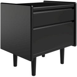 Krone sengebord 50 cm bred sort lakeret med 2 skuffer  - Dansk produceret.