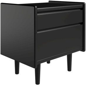 Krone sengebord 50 cm bred sort lakeret med 2 skuffer  - Dansk produceret.