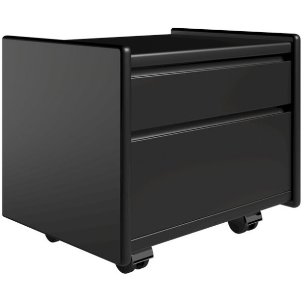 Krone sengebord 50 cm bred sort lakeret med 2 skuffer  - Dansk produceret.