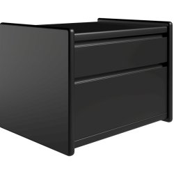 Krone sengebord 50 cm bred sort lakeret med 2 skuffer  - Dansk produceret.