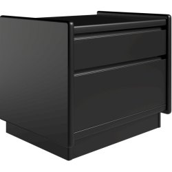 Krone sengebord 50 cm bred sort lakeret med 2 skuffer  - Dansk produceret.