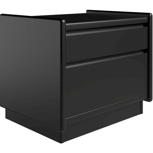 Krone sengebord 50 cm bred sort lakeret med 2 skuffer  - Dansk produceret.