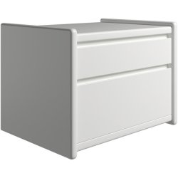 Krone sengebord 50 cm bred hvid lakeret med 2 skuffer  - Dansk produceret.