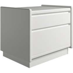 Krone sengebord 50 cm bred hvid lakeret med 2 skuffer  - Dansk produceret.