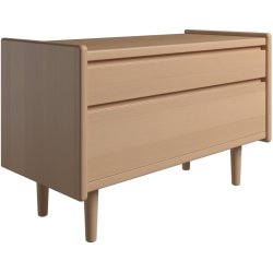 Krone sengebord i bgefiner 80 cm bred med 2 skuffer  - Dansk produceret.