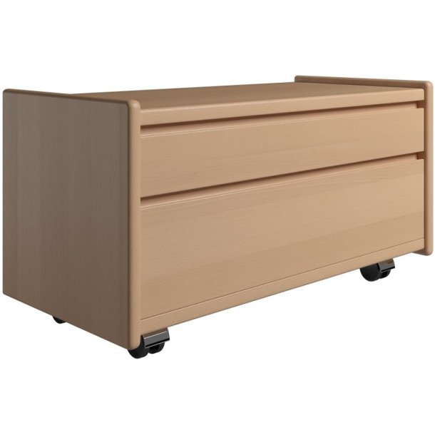 Krone sengebord i bgefiner 80 cm bred med 2 skuffer  - Dansk produceret.