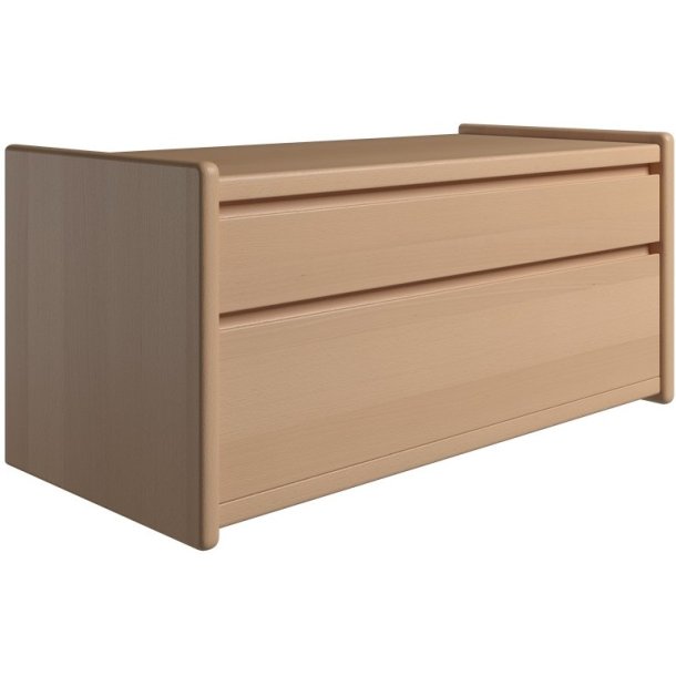 Krone sengebord i bgefiner 80 cm bred med 2 skuffer  - Dansk produceret.