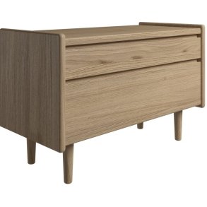 Krone sengebord i olieret egefiner 80 cm bred med 2 skuffer  - Dansk produceret.