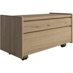 Krone sengebord i olieret egefiner 80 cm bred med 2 skuffer  - Dansk produceret.