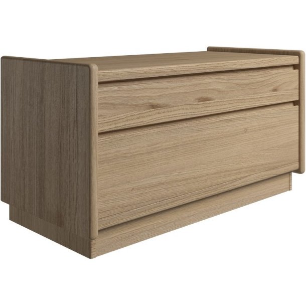 Krone sengebord i olieret egefiner 80 cm bred med 2 skuffer  - Dansk produceret.