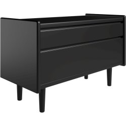 Krone sengebord sort lakeret 80 cm bred med 2 skuffer  - Dansk produceret.
