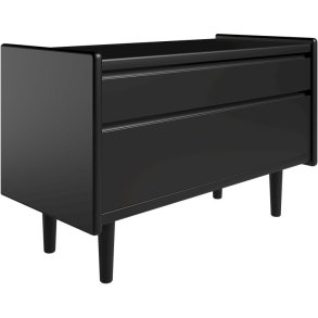 Krone sengebord sort lakeret 80 cm bred med 2 skuffer  - Dansk produceret.