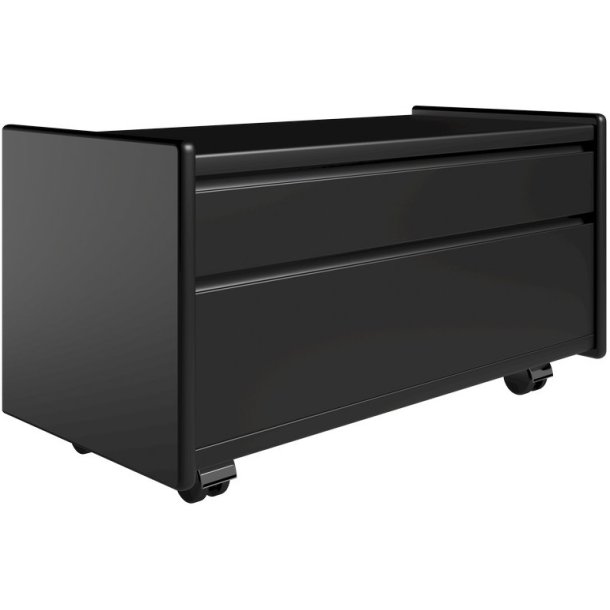 Krone sengebord sort lakeret 80 cm bred med 2 skuffer  - Dansk produceret.