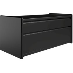 Krone sengebord sort lakeret 80 cm bred med 2 skuffer  - Dansk produceret.