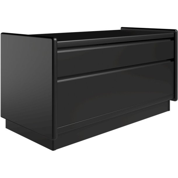 Krone sengebord sort lakeret 80 cm bred med 2 skuffer  - Dansk produceret.