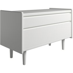 Krone sengebord hvid lakeret 80 cm bred med 2 skuffer  - Dansk produceret.