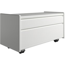 Krone sengebord hvid lakeret 80 cm bred med 2 skuffer  - Dansk produceret.