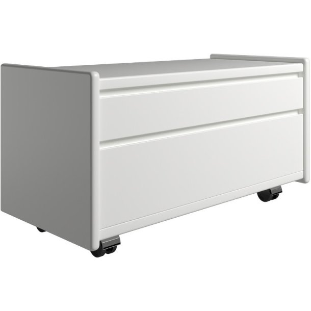 Krone sengebord hvid lakeret 80 cm bred med 2 skuffer  - Dansk produceret.