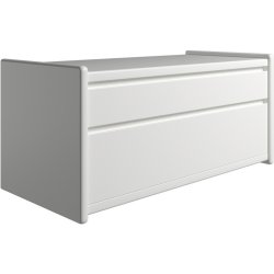 Krone sengebord hvid lakeret 80 cm bred med 2 skuffer  - Dansk produceret.