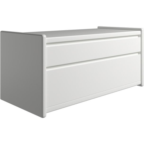 Krone sengebord hvid lakeret 80 cm bred med 2 skuffer  - Dansk produceret.