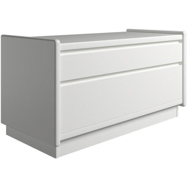 Krone sengebord hvid lakeret 80 cm bred med 2 skuffer  - Dansk produceret.