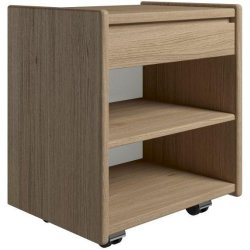 Krone sengebord 50 cm bred i olieret egefiner med 1 skuffe og 1 hylde  - Dansk produceret.