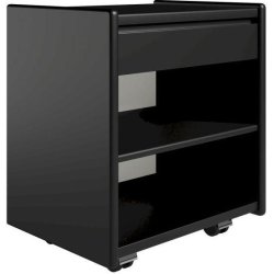 Krone sengebord 50 cm bred sort lakeret med 1 skuffe og 1 hylde  - Dansk produceret.