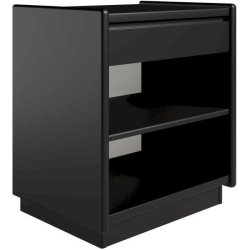 Krone sengebord 50 cm bred sort lakeret med 1 skuffe og 1 hylde  - Dansk produceret.