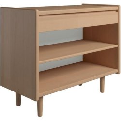 Krone 80 cm bredt sengebord i bgefiner med 1 skuffe og 1 hylde  - Dansk produceret.