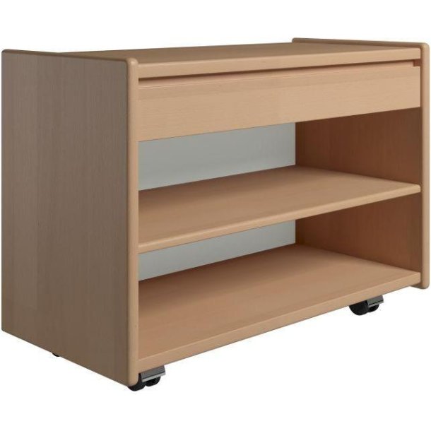 Krone 80 cm bredt sengebord i bgefiner med 1 skuffe og 1 hylde  - Dansk produceret.