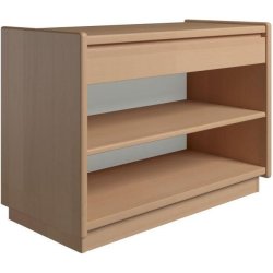 Krone 80 cm bredt sengebord i bgefiner med 1 skuffe og 1 hylde  - Dansk produceret.