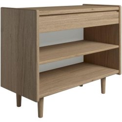 Krone 80 cm bredt sengebord  i olieret egefiner med 1 skuffe og 1 hylde  - Dansk produceret.