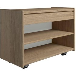 Krone 80 cm bredt sengebord  i olieret egefiner med 1 skuffe og 1 hylde  - Dansk produceret.