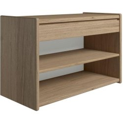 Krone 80 cm bredt sengebord  i olieret egefiner med 1 skuffe og 1 hylde  - Dansk produceret.